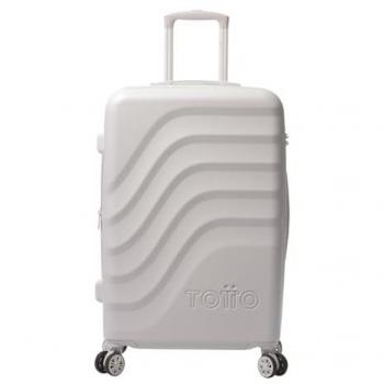Maleta Rígida Expandible Mediana Bazy+ M White Sand, 43.5 x 69 x 26 cm, Capacidad 64 L, Resistencia a Impactos, Ruedas 360º, Manija Tel