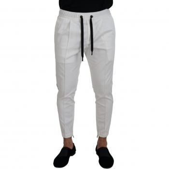 Dolce & Gabbana White Cotton DG Logo Jogger Pants - IT46 | S