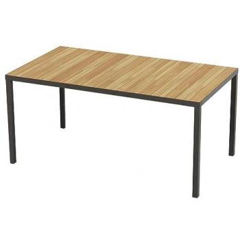 Mesa de Comedor de Jardín de Acacia y Aluminio Antracita - 6 Cubiertos - Ancho 160 cm - MILIES