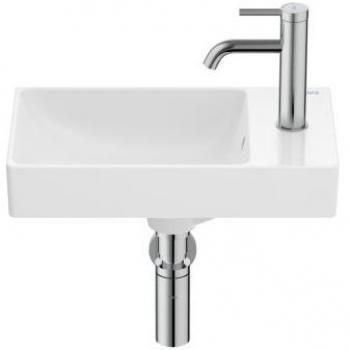 Lavamanos de porcelana mural asimétrico Roca Ona 45x26 cm blanco con lavabo a la izquierda