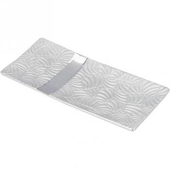 Centro de Mesa Cerámica Plateado 31x14x3 cm - Diseño Elegante y Sofisticado para Decoración
