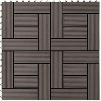 vidaXL 11 pcs Decking Tiles WPC 30x30 cm 1 sqm Dark Brown
