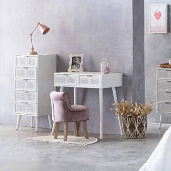 Recibidor de madera y rejilla blanco WANDERLUST DECO 80x42x79h cm, no viene montado