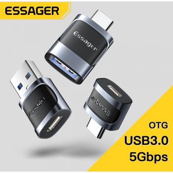 Adaptador USB-C a USB 3.0 OTG, Convertidor Hembra a Macho Micro para Xiaomi 12, POCO, Oneplus, iPad y Macbook - Negro