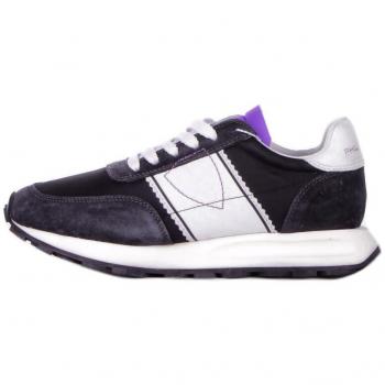 Philippe Model Paris Women's Vintage Running Sneakers in Black and Violet, Size 8 US