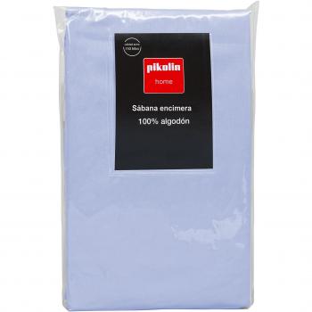 Pikolin Home - Sábana encimera, 100% algodón, 170 x 270 cm, cama 80/90/105, color azul claro