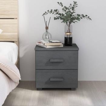 HAMAR Dark Grey Bedside Cabinet 40x35x44.5 cm Solid Pinewood