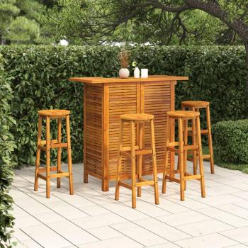 5 Piece Solid Acacia Wood Garden Bar Set