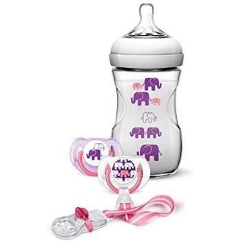 Philips Avent SCD628/01 - Set de regalo para niña con 1 biberón natural 260 ml, 2 chupetes para 6-18 meses, 1 clip para chupete