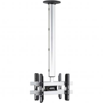 Soporte de Techo Universal VESA CM3 Maxi Doble para 2 TVs de 26-40 pulgadas hasta 50 kg, ajustable en altura y rotación, color plata