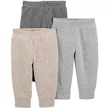 Simple Joys by Carter's 3-Pack Thermal Pants Pantalones, Arena/Gris, Neutro/Mezcla, 18 Meses, Pack de 3