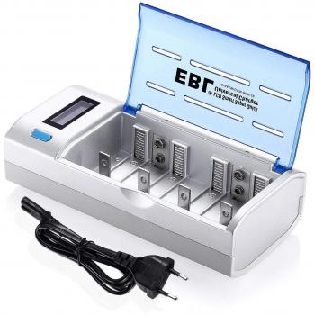 EBL 906 Universal Cargador de Pila para AA AAA C D 9V NI-MH Batería Recargable con Pantalla LCD y Funciones de Descarga