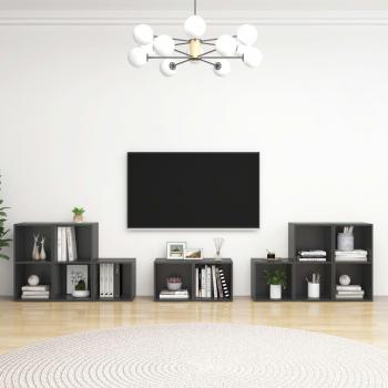 vidaXL Muebles de salón 8 piezas madera de ingeniería, aglomerado gris, incluye mueble TV y mesa de TV