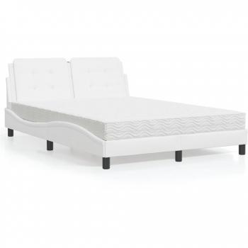 Cama con colchón de cuero sintético blanco 140x190 cm Vidaxl