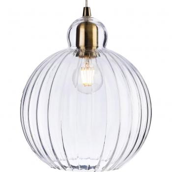 Lámpara colgante Victory Clean cristal 1 bombilla 30,5cm, latón antiguo, vidrio transparente, E27