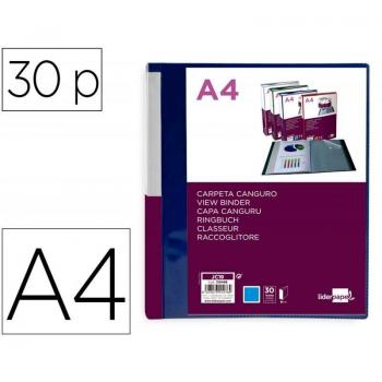 Carpeta Liderpapel 30 Fundas Canguro PP DIN A4 Azul Translúcido
