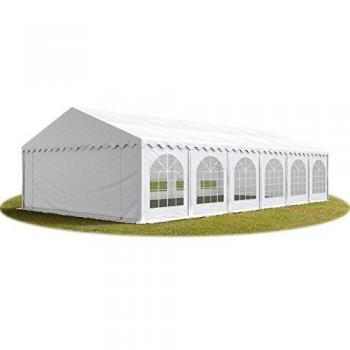 Carpa para fiestas 6x12 m, PVC 750 ignífugo, con base reforzada, blanca