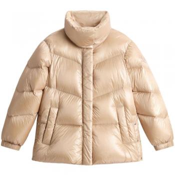 Woolrich Women's Beige Down Jacket Aliquippa, Size L, Regular Fit, Water-Repellent