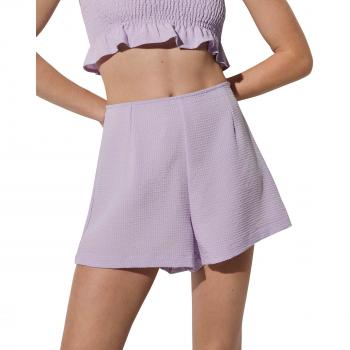 Ysabel Mora - Pantalones cortos de playa con tejido con textura lisos lila