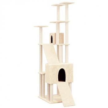 Rascador para Gatos con Postes de Sisal Crema 190 cm