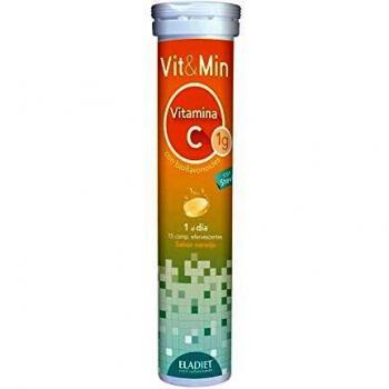 Complemento Alimenticio Vit&Min con Vitamina C - 15 Comprimidos Efervescentes - Ayuda a Reforzar el Sistema Inmunológico - Contribuye a la Síntesis del Colágeno - Propiedades Antioxidantes - Eladiet
