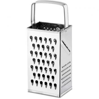Rallador Universal Manual ALZA Basic 4 Caras Acero Inoxidable con Rallado Fino, Grueso, Lonchas y Estrella (Extra Fino), Resistente, Nula Porosidad, Apto para