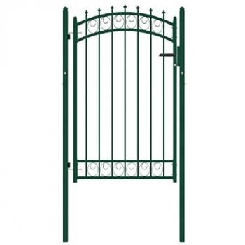 Puerta de Valla con Picos de Acero Verde 100x150 cm