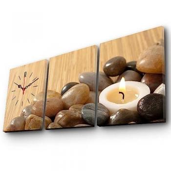 Reloj de Pared Decorativo de Lienzo Estilo Zen - 3 Piezas Multicolor