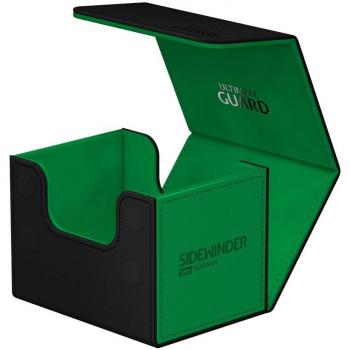 Ultimate Guard Sidewinder 100+ XenoSkin SYNERGY Negro/Verde - Caja de almacenamiento para cartas coleccionables, capacidad para 100 cartas con fundas, material XenoSkin resistente y duradero, diseño en color negro