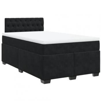 Cama box spring con colchón terciopelo negro 120x190 cm