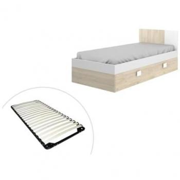Cama nido SONIA 2x90x190 cm - Color natural y blanco + somier
