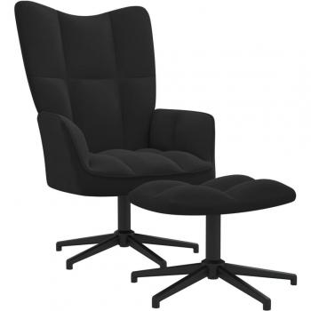 Sillón relax con reposapiés de terciopelo negro