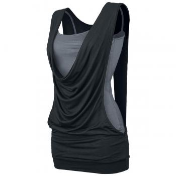 ForPlay Abierto Doble Capa Top Mujer negro/gris XL