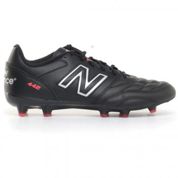 New Balance 442 V2 Team FG Leather Soccer Cleats - Black/White