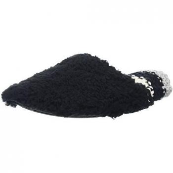 Dearfoams Pile Scuff w/Sweater Knit Heel, Zapatillas de Estar por casa Mujer, Negro, Small EU