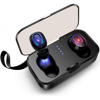 SYOSIN Auriculares Bluetooth V5.0, TWS Auriculares Inalambricos Impermeables IPX6 HiFi Cascos Deportivos In-Ear Estéreo Inalámbricos con Mic para iPhone y Android