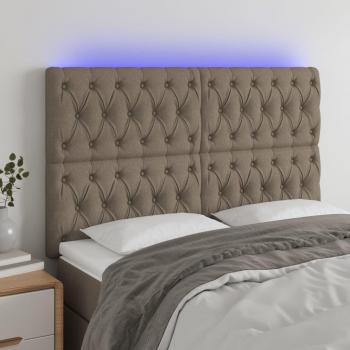Cabecero Led Tortorera 160x7x111/128 cm Tejido Gris Taupe con luces LED