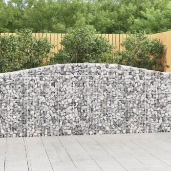 Arched Gabion Baskets Set of 3, Galvanized Iron, 400x30x100/120 cm