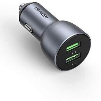 UGREEN Cargador Coche Carga Rápido, 36W Dual USB QC 3.0 Cargador de Coche, Aluminio Mini Cargador Movil Coche Compatible con iPhone 12 11 Pro Max/XS/XR/SE/8/7, Galaxy S20 S10, Xiaomi, Huawei, Oneplus
