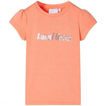 Camiseta infantil de manga casquillo naranja neón 104