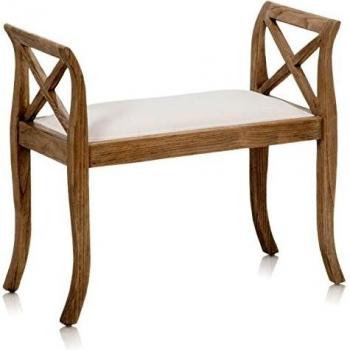 Belssia Banqueta Tapizado, Tela, Marrón Patinado, 73x63x36 cm