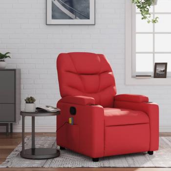 Silla de masaje reclinable de cuero sintético rojo
