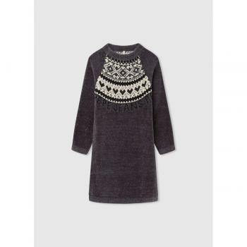 Vestido Rish gris Pepe Jeans - Elegante vestido corto de niña en chenilla con cuello perkins