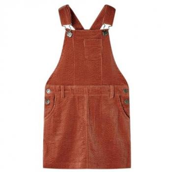 Vestido Infantil Pichi de Pana Color Coñac 104 con Tirantes Ajustables y Bolsillos