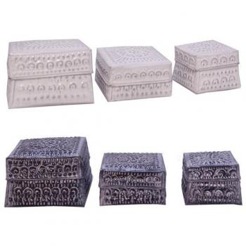 Juego de 3 cajas de metal - 2 colores surtidos