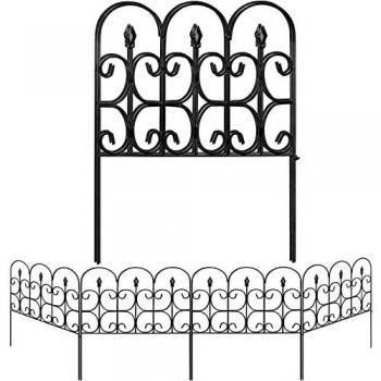Amagabeli 81CM X 61CM Vallas Decorativas para Jardín de Hierro Set de 5 Valla Metalica Rigida Hierro para Perros Jardín Metalicas Negro Barrera de Animales DA1142