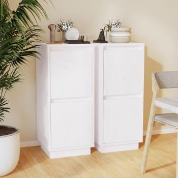 Aparador 2 piezas Blanco 31,5x34x75 cm Madera maciza de pino
