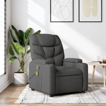 Sillón de masaje reclinable gris oscuro en tela