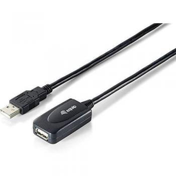 Equip 133310 - Cable Alargador USB 2.0 Activo, Macho-Hembra, Doble Blindaje, 10m, Color Negro