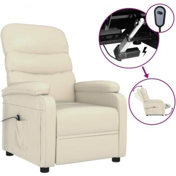 Sillón eléctrico reclinable de cuero sintético crema VIDAXL